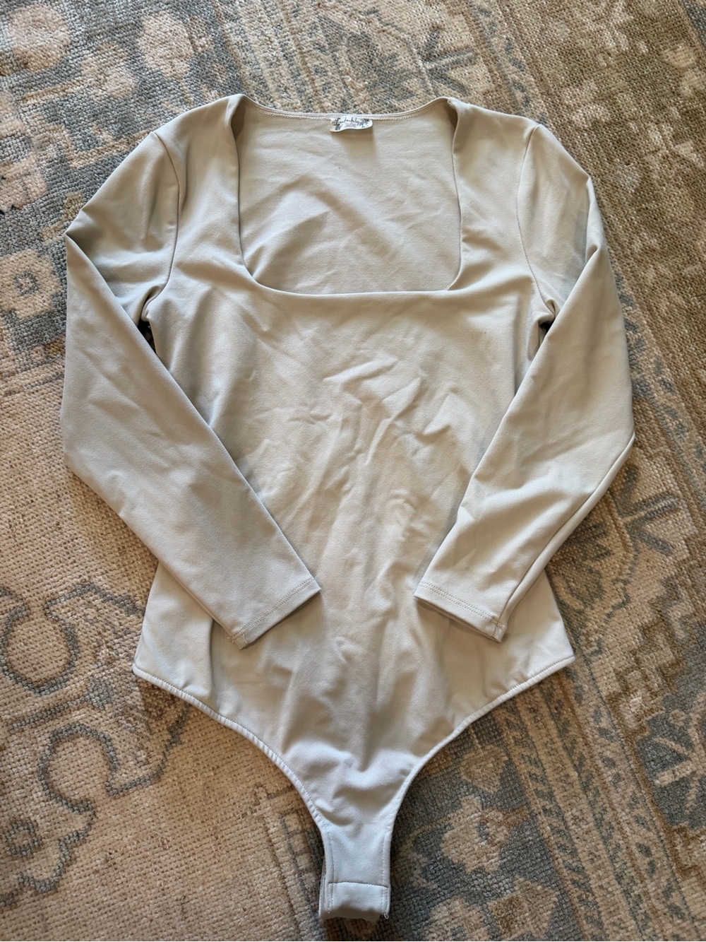 Free People Women's Long Sleeve Square Neck Bodysuit - Neutral Beige